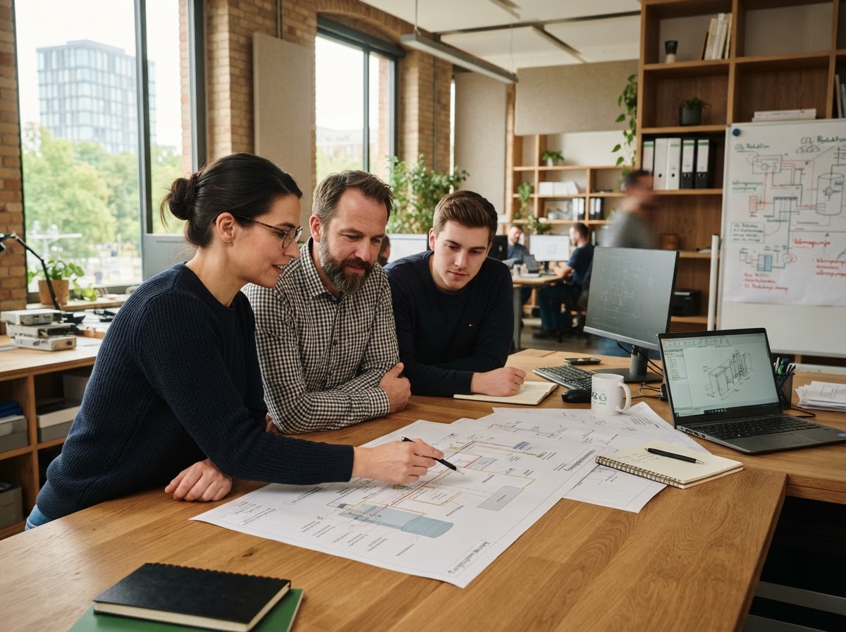 PLAN-B NET ZERO Team bei der Analyse von Marktdaten am Bildschirm
